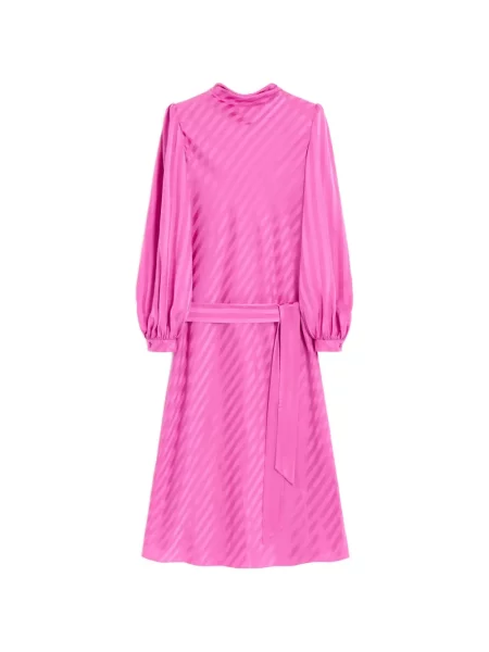 Rochie midi Valentino Garavani cu dungi din jacard cu autograf roz