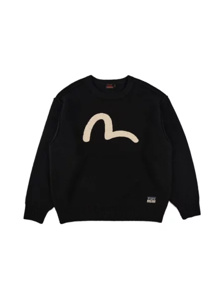 Sweter Evisu wełniany z logo czarny