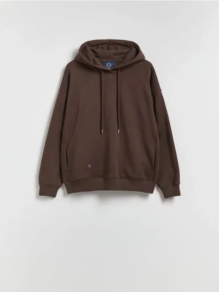 Reserved bluza z kapturem ciemnobrązowy