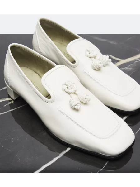 Pantofi loafer Bottega Veneta din piele alb