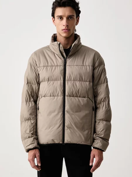 BOSS Green geacă de tranziție pentru bărbați OW_Urbanex Puffer bej