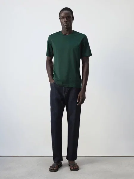 Koszulka regular fit g/m² bilardowa zieleń Mężczyzna XS MANGO MAN