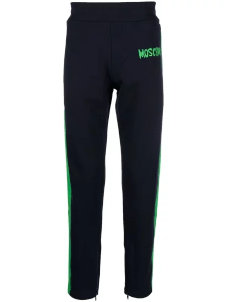 Pantaloni Moschino cu dungi alergare albastru