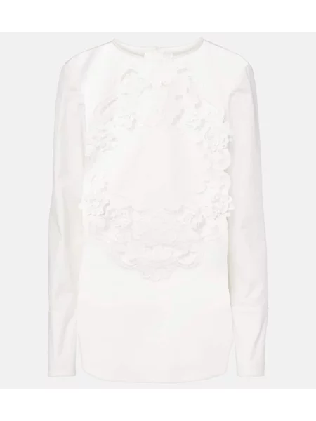 Bluză Oscar De La Renta cu broderie alb