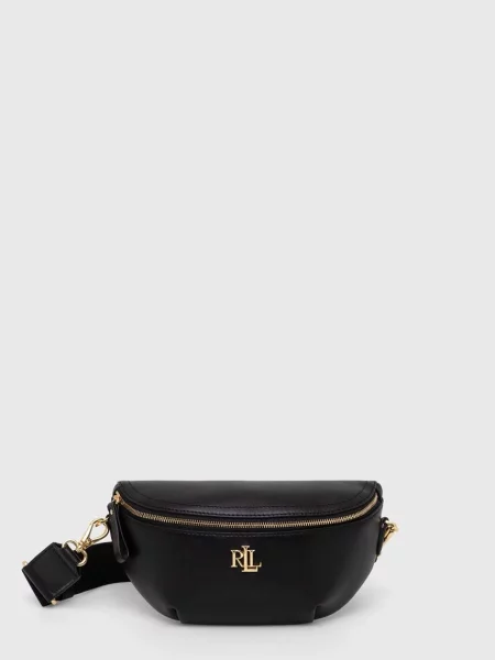 Usnjena torbica Lauren Ralph Lauren črna