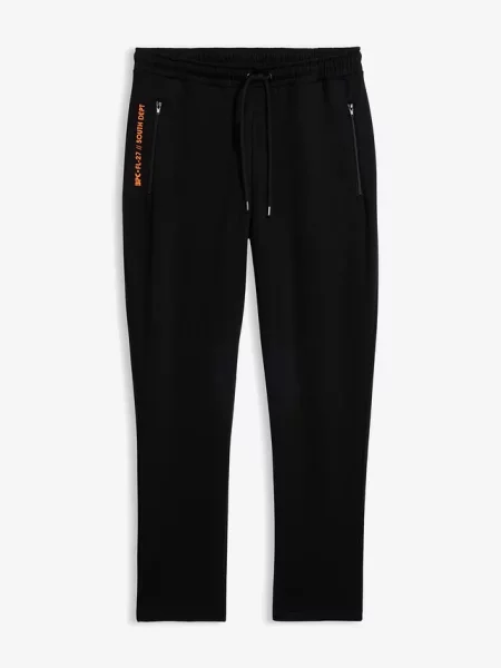 Spodnie sportowe regular fit prosta nogawka czarne