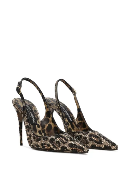Iš natūralios odos raštuotos bateliai Dolce & Gabbana leopardinės ruda
