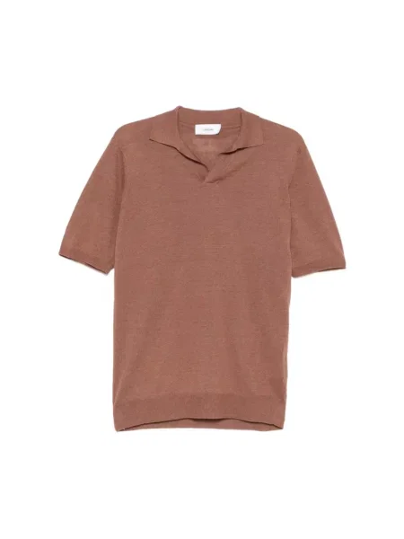 Dzianinowa koszulka polo Lardini brązowa