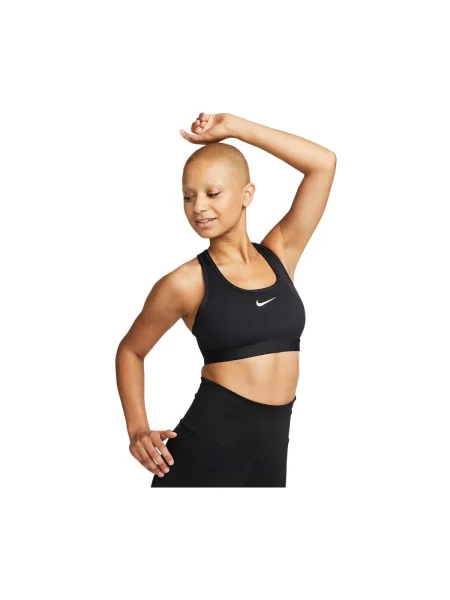 NIKE Športová podprsenka SWOOSH / biela čierna