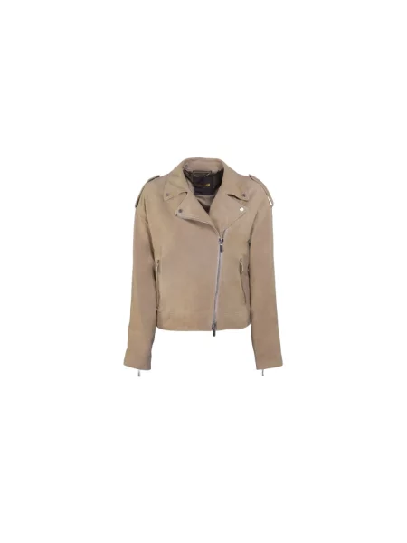 Kurtka skórzana Moorer brązowa