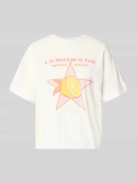 T-shirt o kroju boxy fit z czystej bawełny model MINNA' Only biała