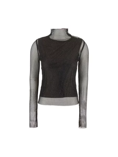 Przezroczysty sweter Sportmax z wysokim kołnierzem z siateczką czarny