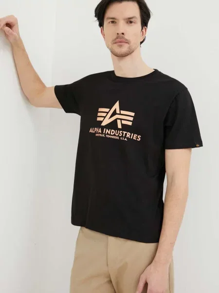 Тениска Alpha Industries с принт черно