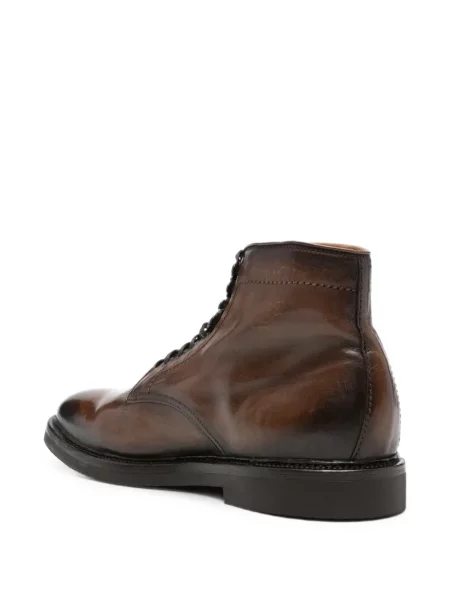 Botine Officine Creative cu șireturi din piele maro