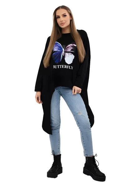 Halenka s potiskem oversize černá