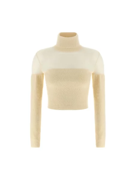 Sweter z golfem Elisabetta Franchi z logo biały