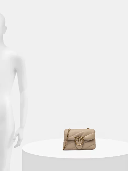 Pinko чанта crossbody дамска от кожа бежово