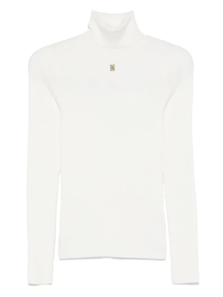 Sweter Sandro prążkowany biały