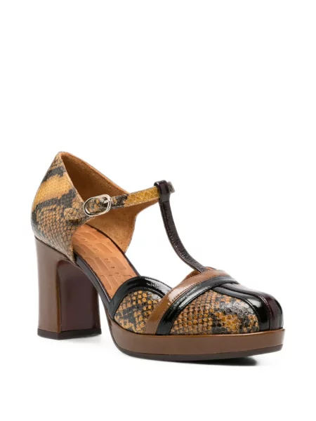 Pantofi cu toc Chie Mihara cu model piele de șarpe maro