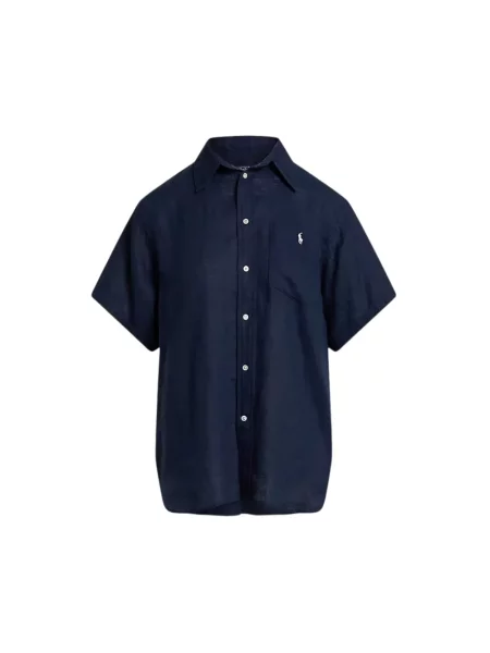 Bluzka koszulowa typu oversized z czystego lnu Polo Ralph Lauren niebieska