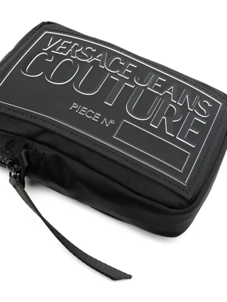 Τσάντα χιαστί Versace Jeans Couture με αυτόγραφο μαύρο