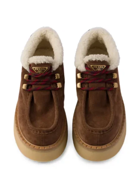 Botine Prada din piele de căprioară maro