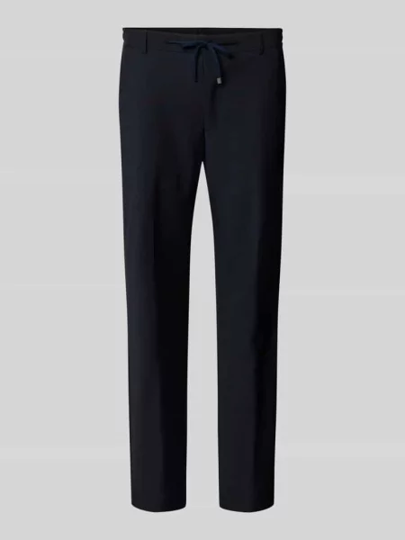 Spodnie o kroju prostym z dodatkiem wełny lana model Sake' Joop! Collection granatowe