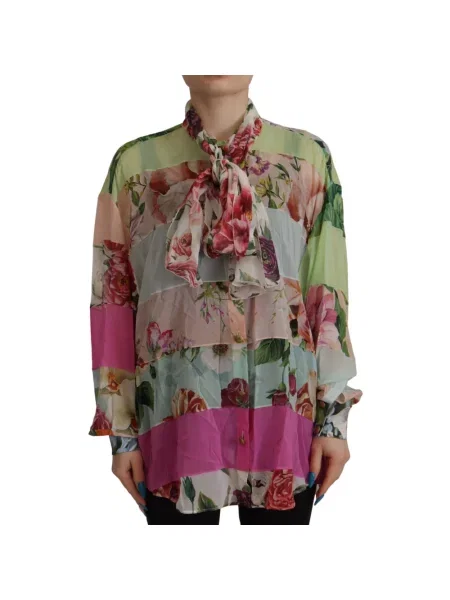 Długa wielobarwność bluzka Dolce And Gabbana z długim rękawem