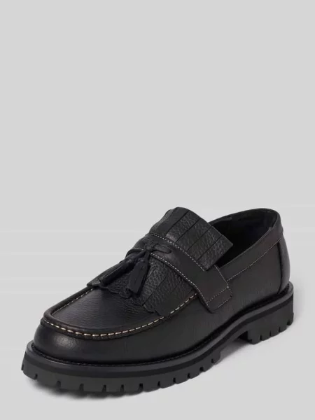 Loafersy z naturalnej skóry model HOLGER' Selected czarne