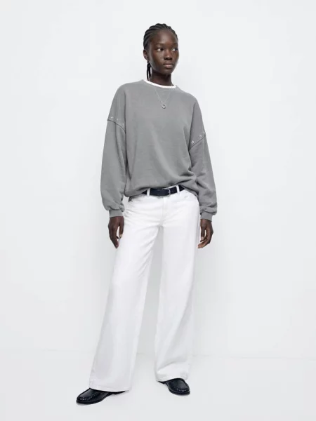 Bluza oversize z gwiazdami Teen M MANGO TEEN szary