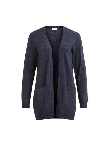 Kardigan z dzianiny z wpuszczanymi model ‘VIRIL’ Vila granatowy