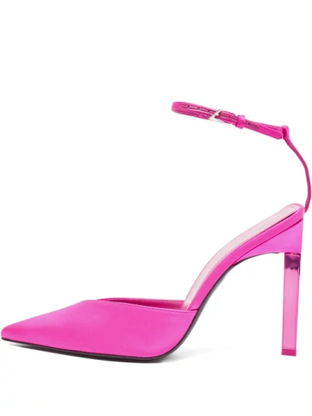 Pantofi cu toc The Attico din satin cu vârf ascuţit roz