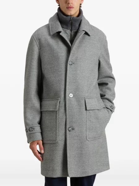 Palton Woolrich cu model herringbone gri