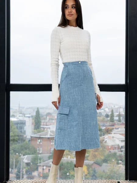 Спідниця міді RiMari бавовна/поліестер блакитний