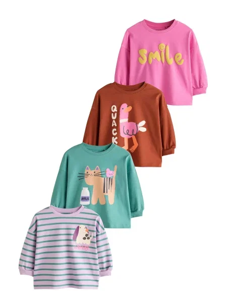 Next Tricou maro / verde / mov deschis / roz alb