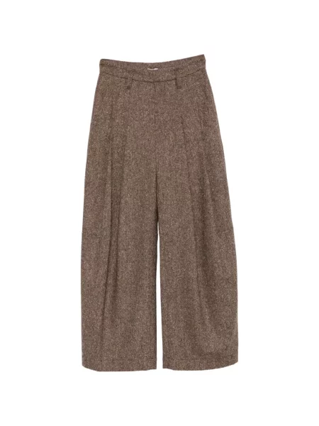 Pantaloni Brunello Cucinelli din tweed maro
