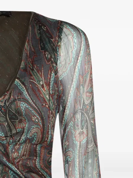 Rochie maxi Etro cu model paisley gri