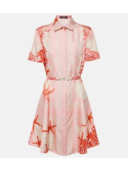 Jedwabna sukienka koszulowa Versace garniturowa