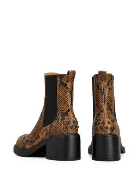 Kožené polokozačky Tod's s hadím vzorem hnědé
