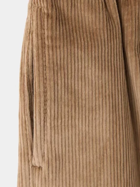 Spodnie ze sztruksu wide leg średni Dzieci 8 MANGO KIDS brązowy