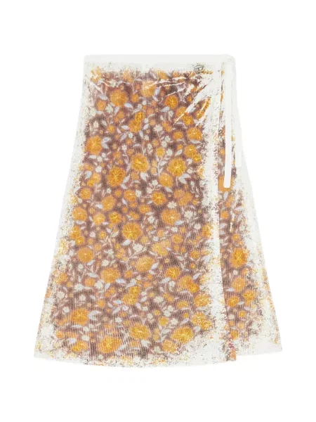 Fustă midi Diesel cu model floral până la genunchi plic maro