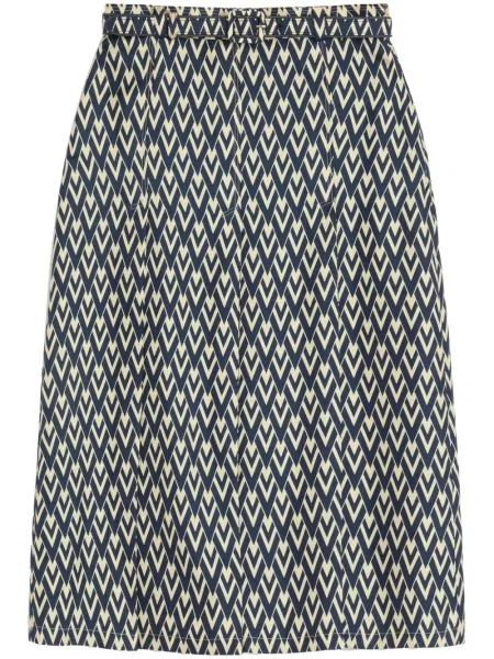 Fustă midi Valentino Garavani până la genunchi albastru