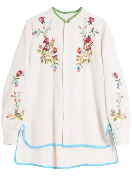 Květinová košile Valentino Garavani s výšivkou bílá