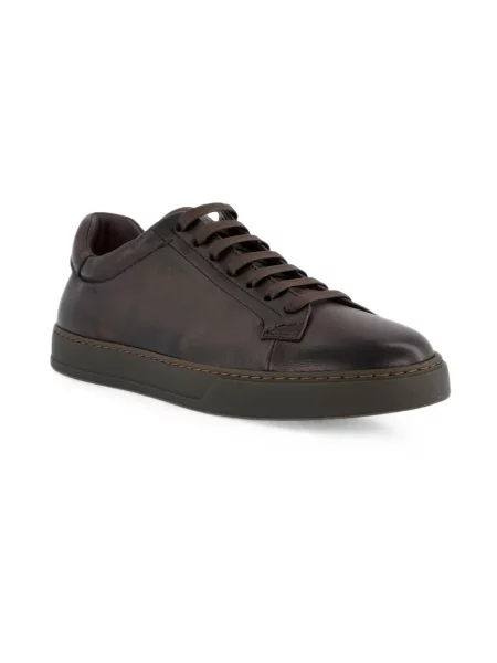 Sneakersy Doucal's sznurowane skórzane brązowe