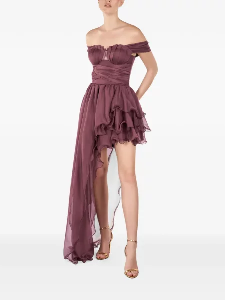 Rochie mini Andreea Veneciuc cu volane asimetrică violet
