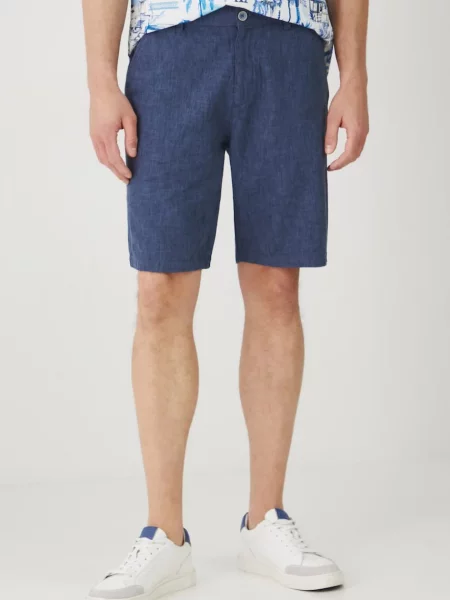 Lněné kraťasy Medicine tmavomodrá melanžové