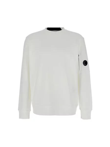 Lniana bluza polarowa C.p. Company z dekoltem w kształcie litery U casual biała