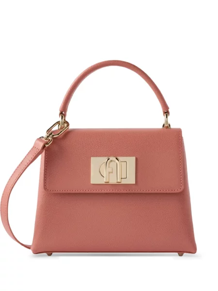 Geantă shopper Furla cu autograf roz