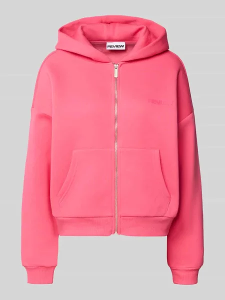 Bluza rozpinana oversized z kapturem Review różowa