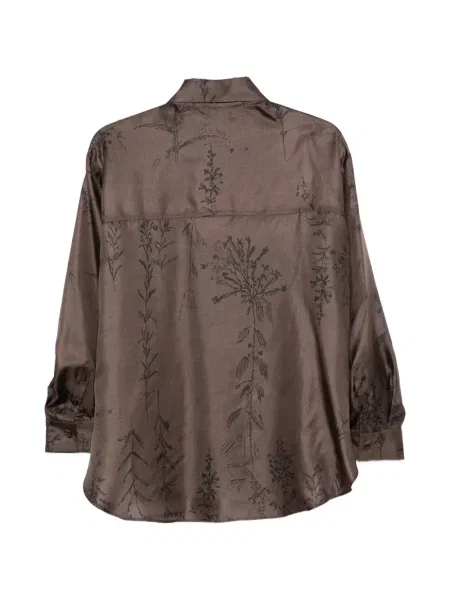 Cămașă Alysi de mătase cu model floral cu imagine maro
